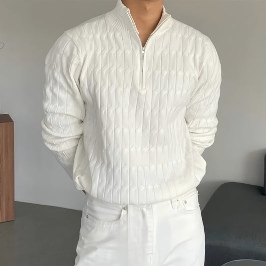 GWANGJU CABLE HALF ZIP SWEATER